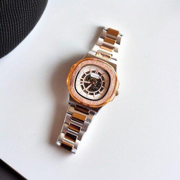 PATE K PHILIPPE SKELETON AUTOMATIC GOLD SILVER FASHION CHRONO